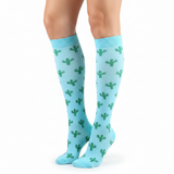 Chaussettes de compression "Cactus" bleues et vertes