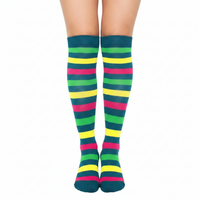 Chaussettes de Compression Premium à Rayures - Multicouleurs - vue de face sur jambes de femme