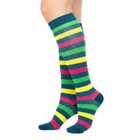 Chaussettes de Compression Premium à Rayures - Multicouleurs - vue de profil sur jambes de femme