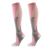 Chaussettes de Compression Sport Unisexe - Rose et Gris