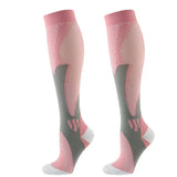 Chaussettes de Compression Sport Unisexe - Rose et Gris