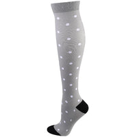 Chaussettes de Compression à Pois - Gris et Blanc