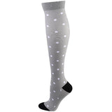 Chaussettes de Compression à Pois - Gris et Blanc