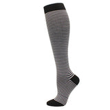 Chaussettes de Compression à Rayures - Noir et Blanc