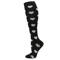 Chaussettes de Compression "Coeurs" - Noir et Blanc
