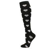 Chaussettes de Compression "Coeurs" - Noir et Blanc