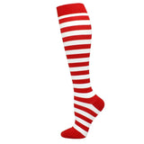 Chaussettes de compression à rayures rouge et blanc