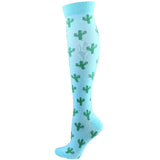 Chaussettes de compression modèle "Cactus" vertes et bleues