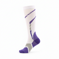 Chaussettes de Compression Sport Unisexe - Blanc et Violet