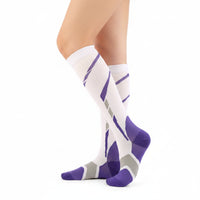 Chaussettes de Compression Sport Unisexe - Blanc et Violet