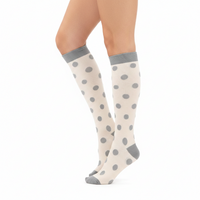 Chaussettes de Compression à Pois - Blanc et Gris