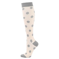 Chaussettes de Compression à Pois - Blanc et Gris