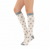 Chaussettes de Compression à Pois - Blanc et Gris