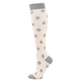 Chaussettes de Compression à Pois - Blanc et Gris