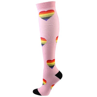 Chaussettes de Compression "Rainbow Heart" - Rose