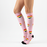 Chaussettes de Compression "Rainbow Heart" - Rose