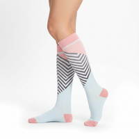 Chaussettes de Compression Premium - Bleu et Rose à Rayures