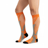 Chaussettes de Compression Sport Unisexe - Orange et Gris