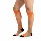Chaussettes de Compression Sport Unisexe - Orange et Gris