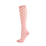 Chaussettes de Compression Classiques - Rose à Pois Blancs
